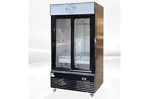Elite Kitchen Supply Commercial 2 Glass Door Merchandiser Refrigerator, ETL Fridge Display Cooler, 2 Section Upright, 39-3/8" W 33.6 cu. ft. Fan Cooling