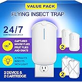 2 Flying Insect Traps & 2 Cartridges - Compatible with Refills | Plug in Fruit Fly Trap for Indoor - Bug Catcher for Gnats, H