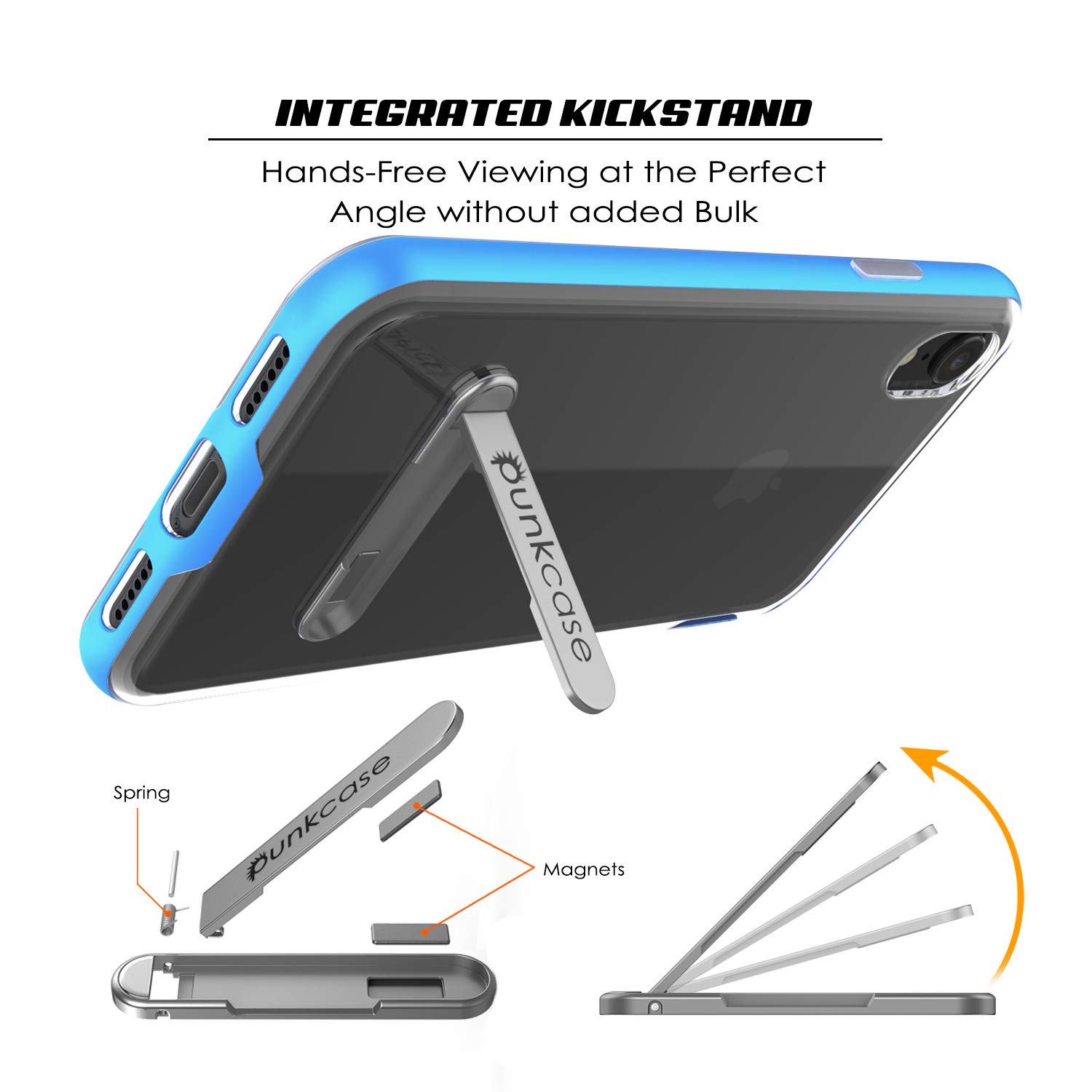 iPhone XR Case, PUNKcase [Lucid 3.0 Series] [Slim Fit] [Clear Back] Armor Cover w/Integrated Kickstand, Anti-Shock System & PUNKSHIELD Screen Protector for Apple iPhone XR [Blue]