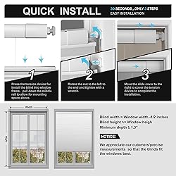 Boolegon No Drill No Tools Cellular Shades Top Down