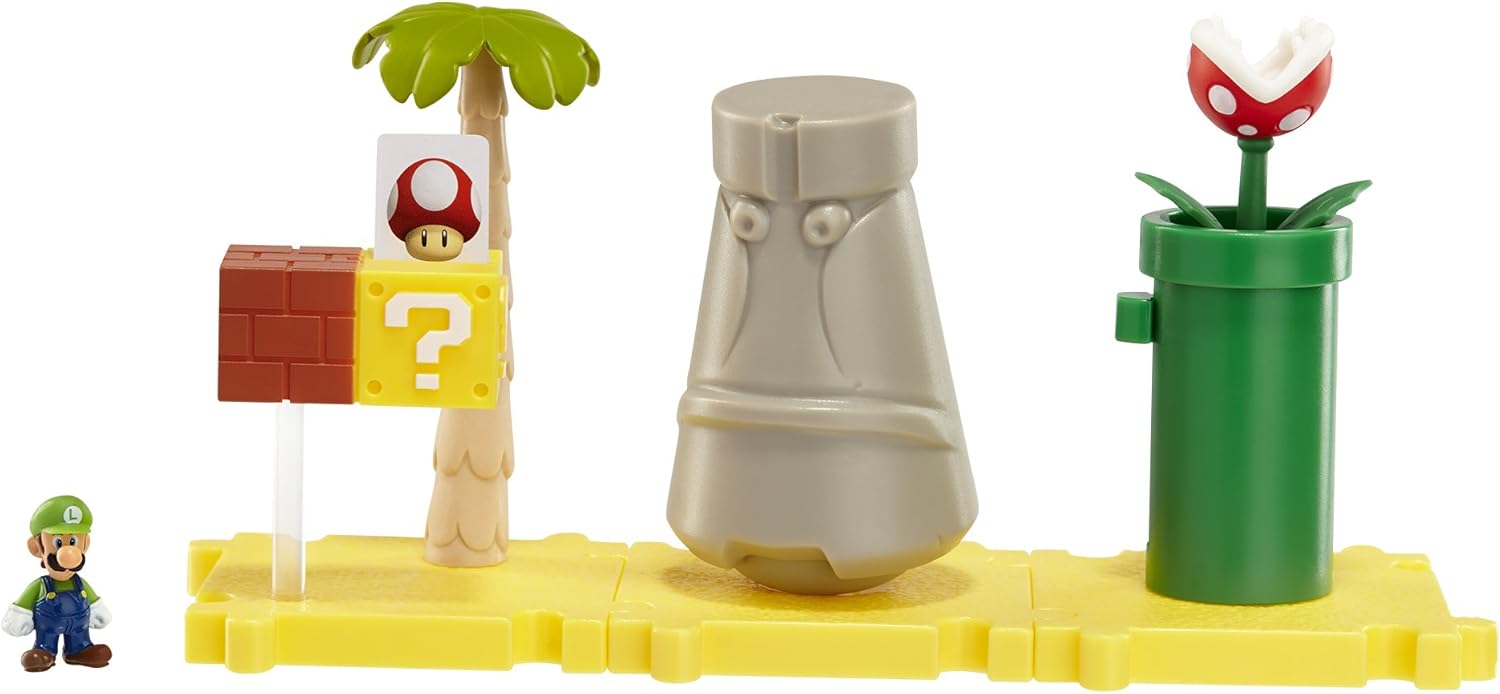 Amazon Com Nintendo Mario Bros Universe Micro Land Wave 1 Layer Cake Desert With Luigi Playset 3 Pack Toys Games