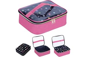 UOZL Small Clear Nail Polish Case Holds 30 bottles(15ml-0.5fl.oz) Nail Polish Organizer Multifunctional Nail Polish Bag organizer, Cosmetic Travel Makeup Cases for Women, RoseRed