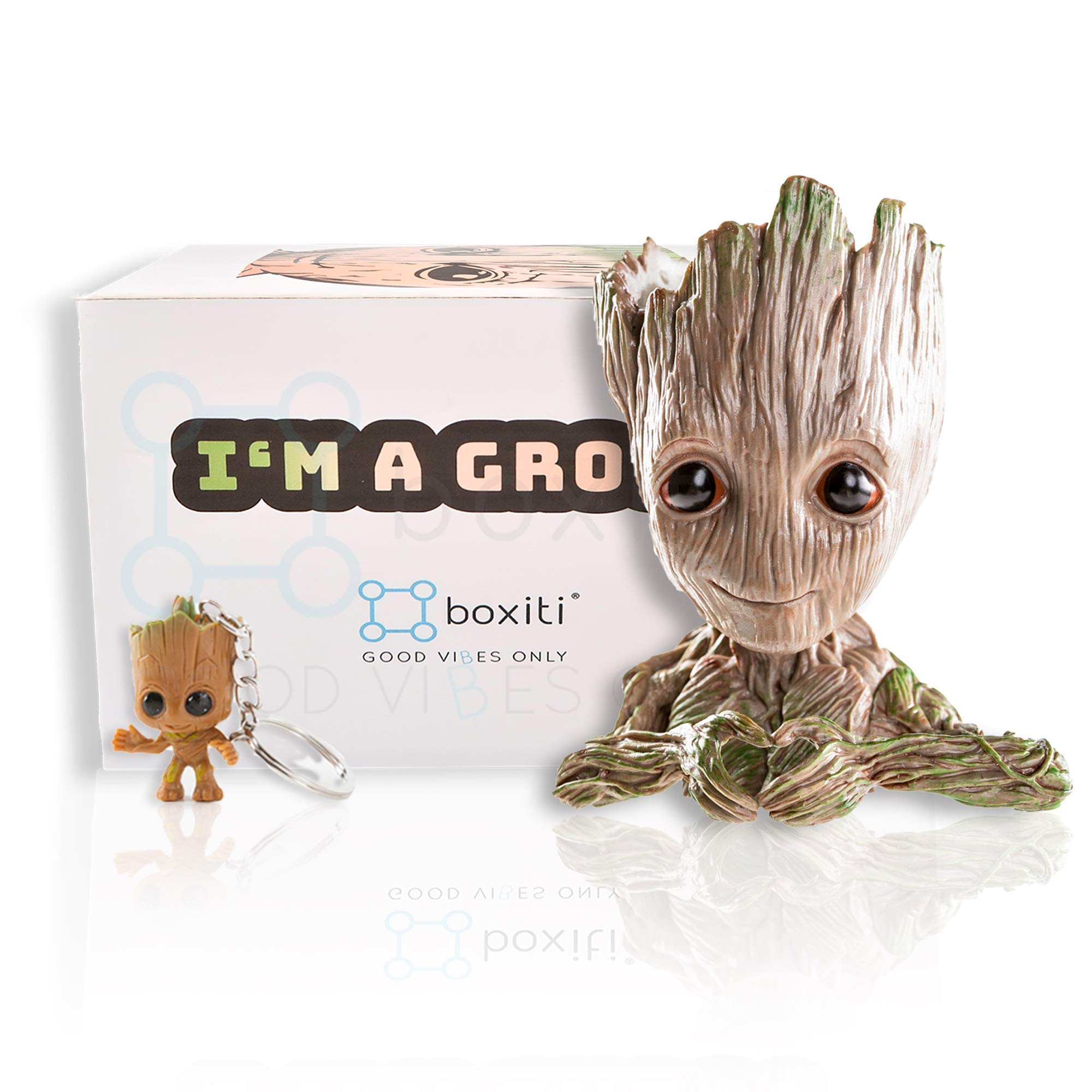 Boxiti Creative Groot Planter Cute Baby Groot Pen Pot Groot Action Figures Pen Holders Groot Flowerpot Baby Model Toy Is Best Birthday Gift Comes With Free Groot Key Ring Buy