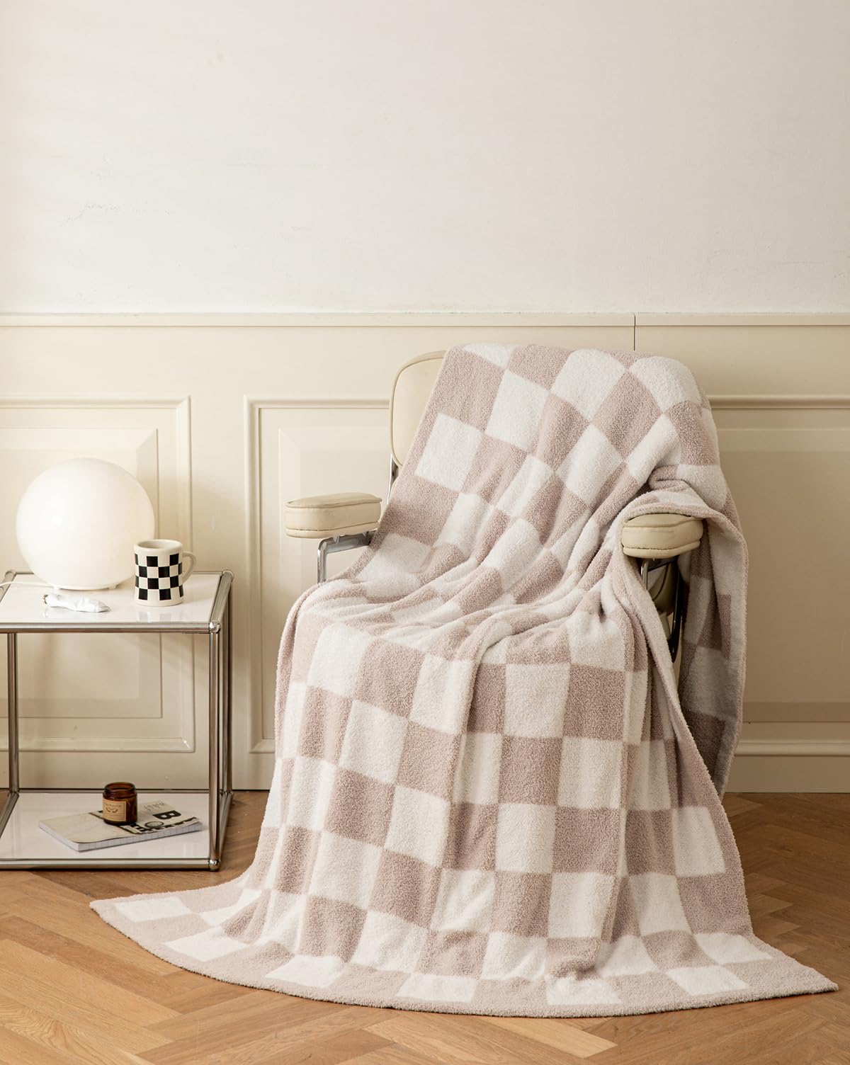 Photo 1 of Ultra Soft Cozy Buffalo Checkerboard Grid Fluffy Microfiber Knitted Baby Blanket Lightweight Fleece for Sofa Bed 30x40 Inches (Cream, Baby Pet 30"X40")?-?-¡­