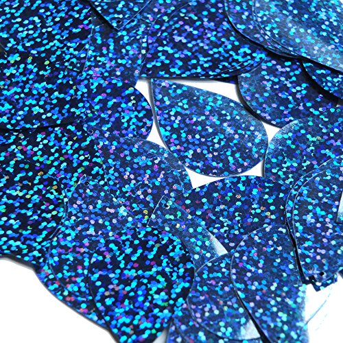 Sequin Tear Drop 1.5 inch Sapphire Blue Glitter Hologram Multi Reflective Metallic Couture Loose Paillettes. Made in USA.