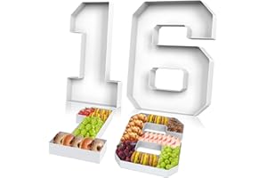 CARDOBIR 2 Pcs Cardboard Numbers Fillable, 12'' Paper Mache Numbers, Number Trays for Food Cupcake Chocolate Candy, Number Boxes for Charcuterie Birthday Anniversary Party Decoration(16)