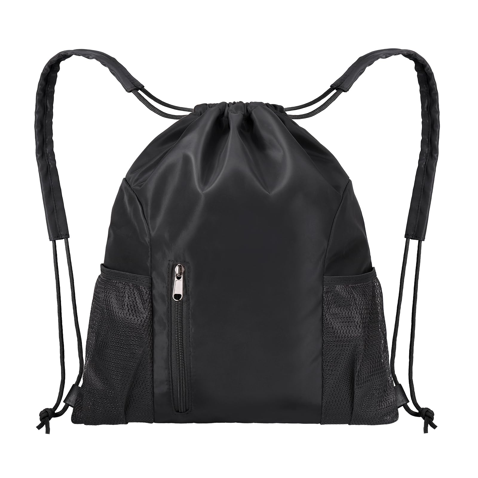 Fentar Drawstring Gym Backpack, Waterproof Black Drawstring Bag with Compartment, Large Capacity Gym Bag, PE Bag, Sports Backpack for Men Women, Fashion String Bag for Football, Swimming, Holiday (C)