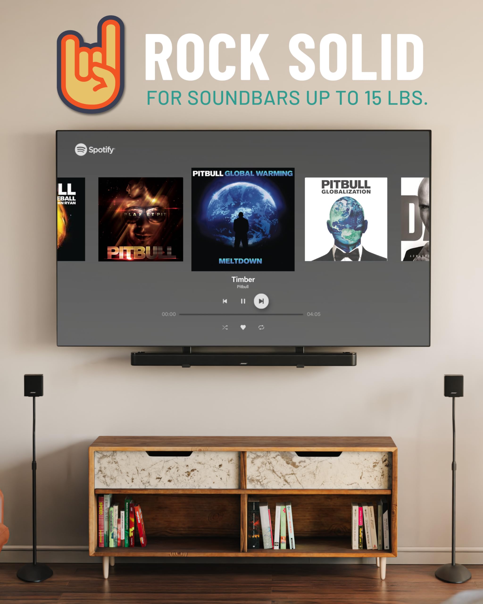 ECHOGEAR Sound Bar Mounting Bracket for Under TV - Adjustable Height & Depth for Max Compatibility Between TV & Soundbar - Dolby Atmos Compatible & Works with LG, Vizio, Bose & More