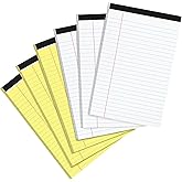 Utron 6 PCS Small Legal Pads 5x8 Yellow and White, Narrow Ruled Small Note Pads, Micro Perforated Writing Pad, College Ruled Legal Notepads 5x8 for Study, Office, To-Do Lists(30 Sheets/Small Notepad)