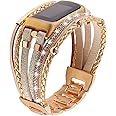 Leather Bands Compatible with Fitbit Charge 6 Bands/Fitbit Charge 5 Bands for Women, Boho Handmade Multilayer Wrap Bracelets Strap Replacement for Fitbit Charge 6/Charge 5 Fitness Tracker