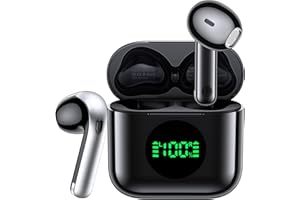 GNMN Wireless Earbuds,Bluetooth 5.3 Headphones 60H Playtime Deep Bass Stereo Ear Buds with Wireless Charging Case LED Display,IPX7 Waterproof in-Ear earphones with Mic,Headset for iOS/Android Black F0YC0Y