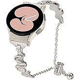 FitTurn Wave Pattern Design Bling Band for Samsung Galaxy Watch 7 6 5 4 band 44mm/40mm,watch 6 Classic 43mm 47mm,watch 5 Pro 45mm, Watch 4 Classic 46mm/42mm for Women Jewelry Diamond Rhinestone Metal Cute Bracelet, Sparkle Luxury Dressy Strap