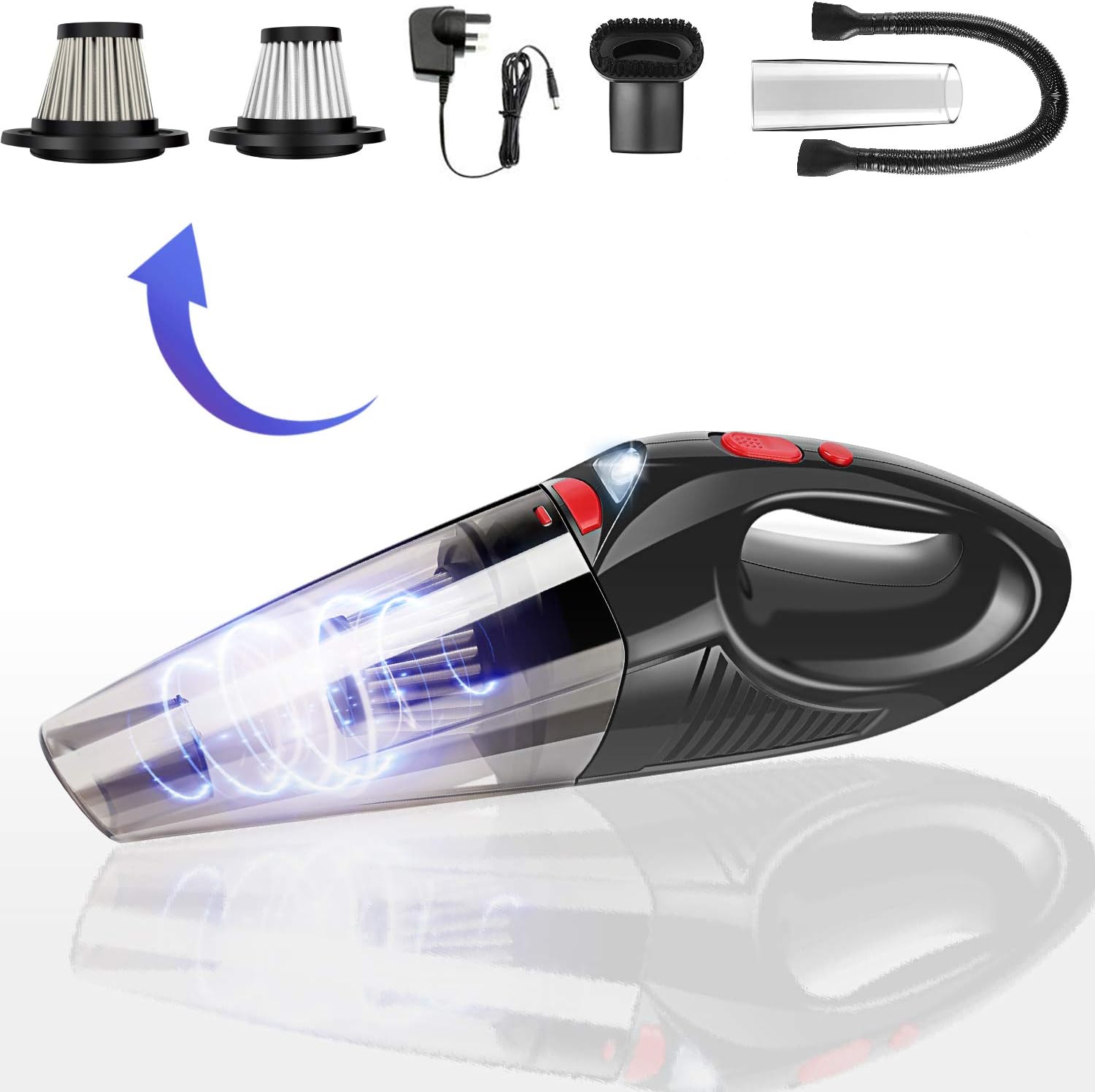 HUNLEE Handheld Vacuum Cordless, 7KPA Powerful Suction Hand Vacuum Cordless Cleaner Rechargeable Hand Vac with 2.5h Quick Charge, Lightweight Hand Held Vacuum Cordless for Home and Car Cleaning