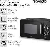 Tower T24042BLK 800W Manual Microwave 20L Black & Chrome - 6 Heat Settings view 2