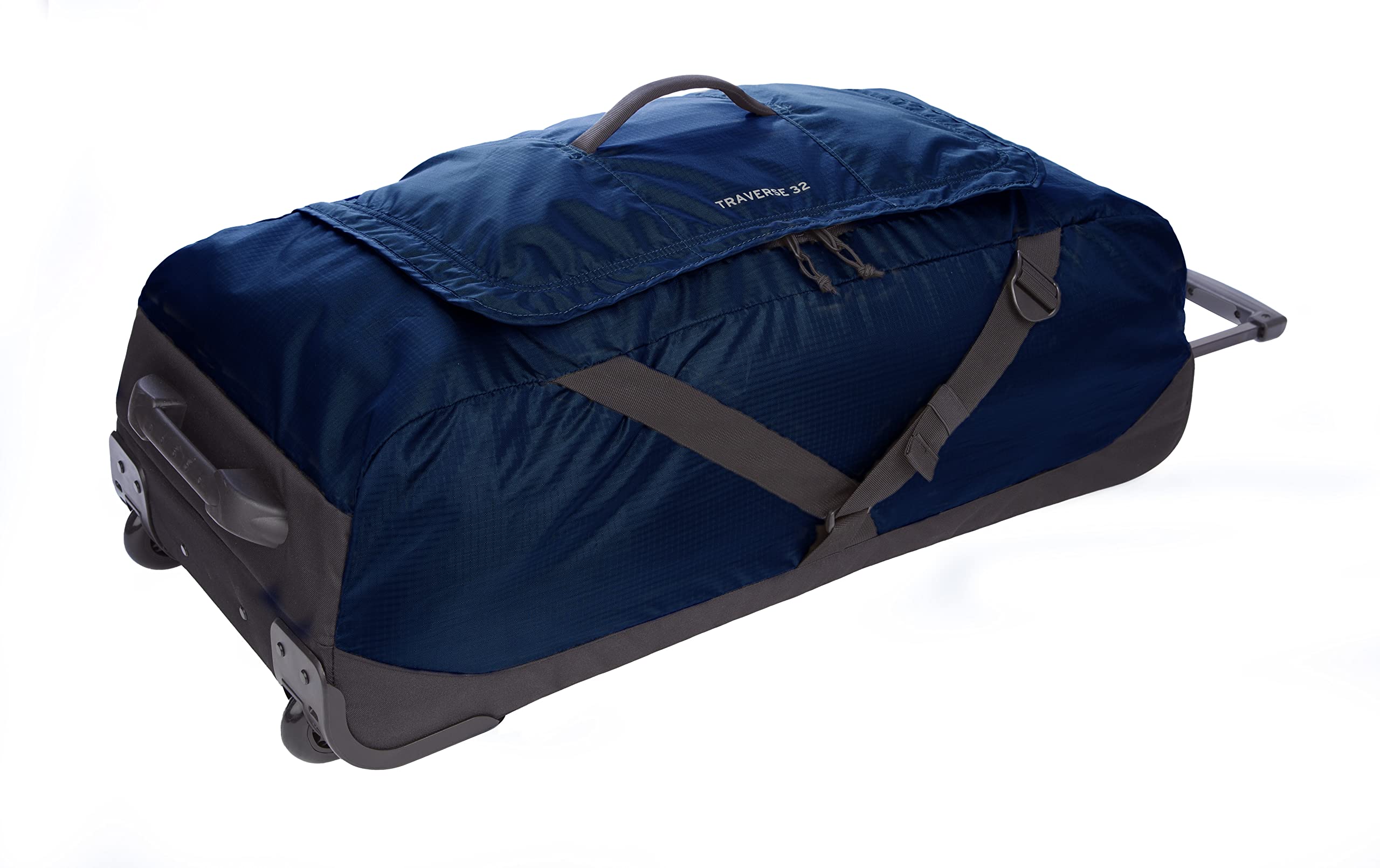 Eddie Bauer Traverse Rolling Duffel Bag-Made from Ripstop Polyester with Telescoping Handle, Medium Indigo, 78L