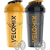 VELOMIX -2 Pack- 28 oz Protein Shaker Bottles for Protein Mixes - 2x Wire Whisk | Leak Proof Shaker Cups for Protein Shakes |