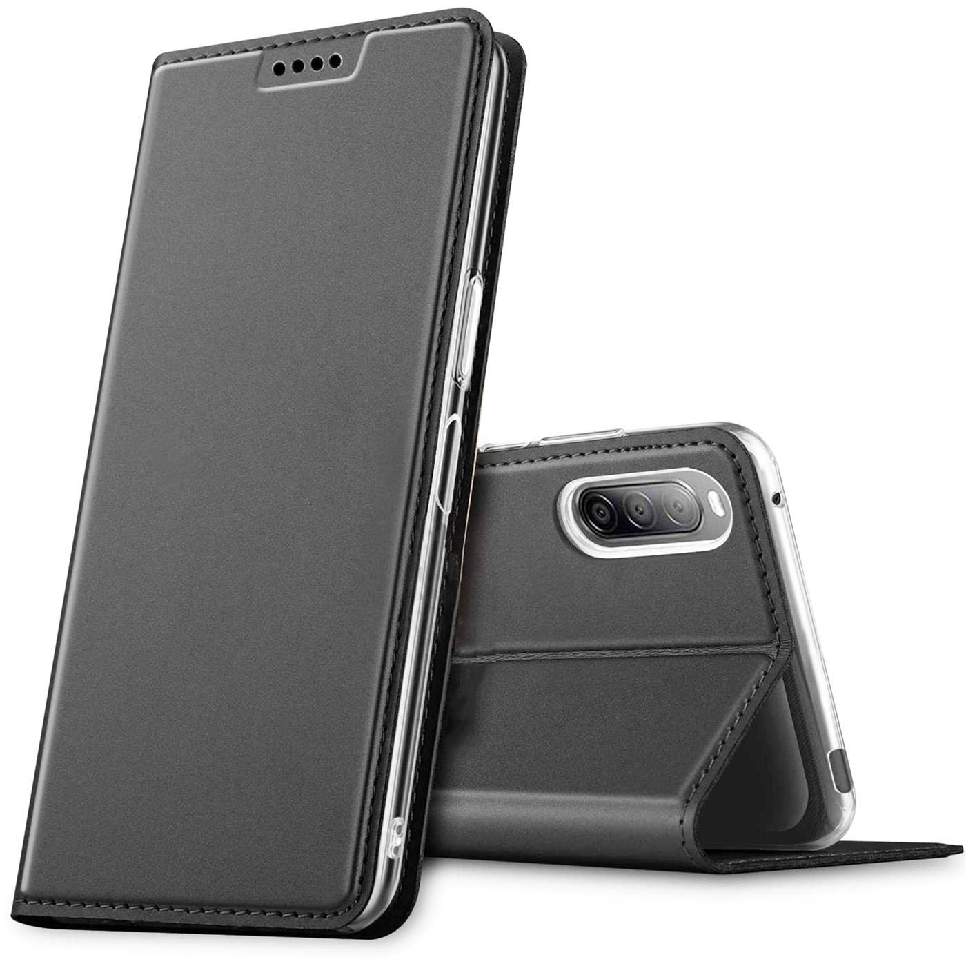Verco Case compatible with Sony Xperia 10 II, Flip Wallet Cover with Magnetic Closure for Sony 10 II Phone Case - black