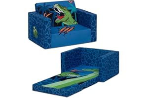 Delta Children Dinosaur Cozee Flip-Out Chair For Relaxing- 2-in-1 Convertible Lightweight,Portable Chair to Lounger for Toddlers & Kids
