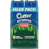 Cutter Backwoods Mosquito and Insect Repellent 6 Ounces, 2 Pack Bug Spray | Repels Mosquitoes, Ticks, Gnats, Biting Flies, Chiggers &amp; Fleas, 25% DEET, Protects up to 10 Hours, Sweat Resistant