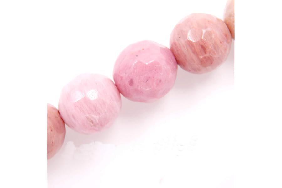 Malahill Faceted Gemstone Beads for Jewelry Making, Sold per Bag 5 Strands Inside (Rhodonite, 8mm)