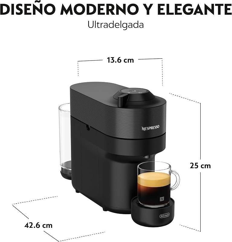 De'Longhi Vertuo Pop - Cafetera de Cápsulas 4 Tamaños Negra