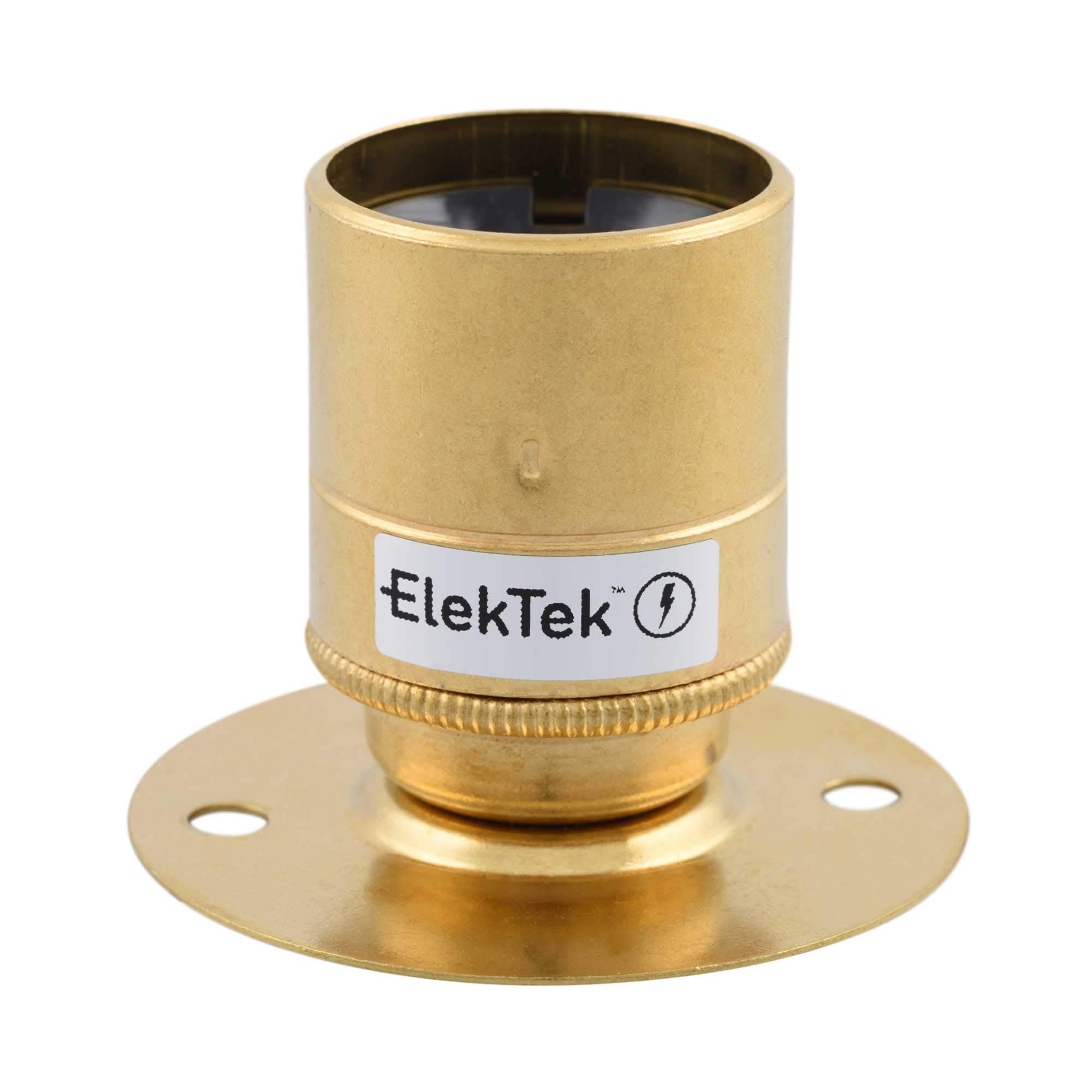 ElekTek ES E27 Batten Lamp Bulb Holder with Plain Skirt Ideal for Vintage Filament Bulbs Brass