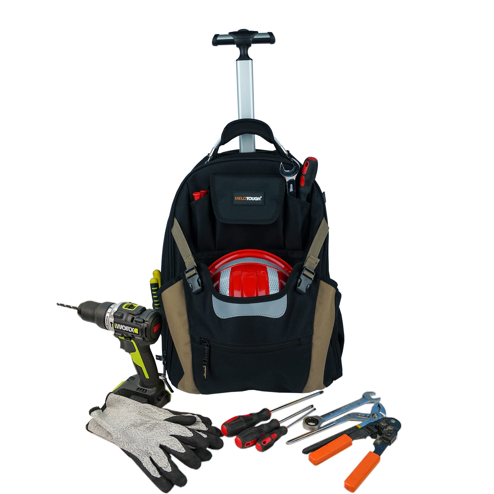 MELOTOUGH Wheeled Rolling Tool Bag Welding Backpack with Wheels for Men ...