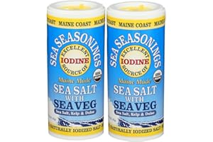 Maine Coast Sea Vegetables Sea Salt with Sea Veg Shaker | Wild-Harvested Seaweed Seasoning | Organic Dulse & Kelp Blend | Rich in Iodine | Great for Soups & Salads | 1.5 oz (Pack of 2)