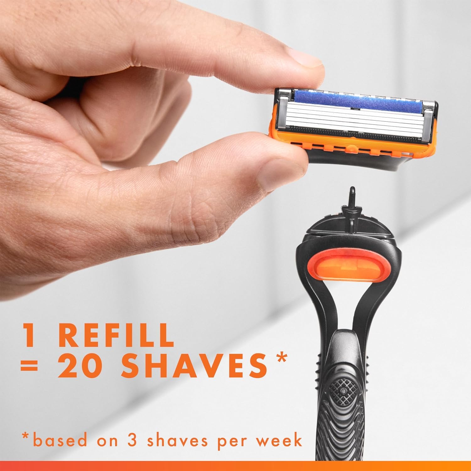 Gillette Fusion5 Razors for Men, 1 Razor, 4 Blade Refills, Lubrastrip for a More Comfortable Shave