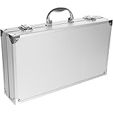 ERINGOGO Aluminum Attache Case - 14inch Lock Metal Briefcase with Ripple Foam, Hard Aluminum Carrying Case, Universal Portable Tool Case for Laptop/Luggage/Instrument, White