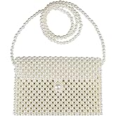 FUNDI White Pearl Purse Shoulder Bag for Women Purse Pearl Beaded Clutch Bag Crossbody Beaded Clutch Evening Bag for Prom Party Wedding Date