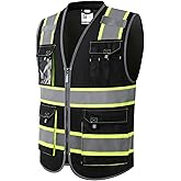 JKSafety Safety Vest for Men Women Hi Vis with Pockets and Cushioned Collar Construction Vest Meet ANSI Standard (BX360)