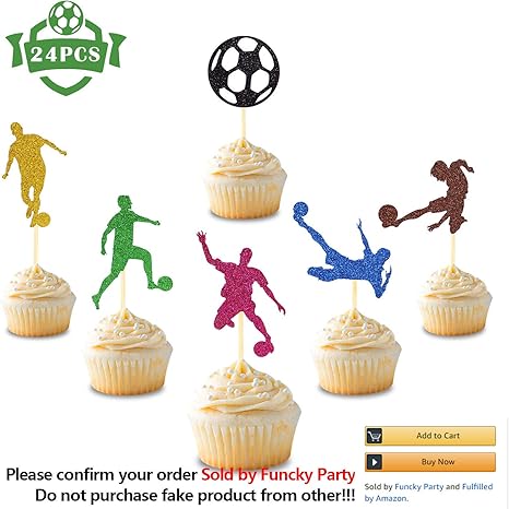 Amazon Com 24 Pcs Soccer Ball Cupcake Toppers Football Sport