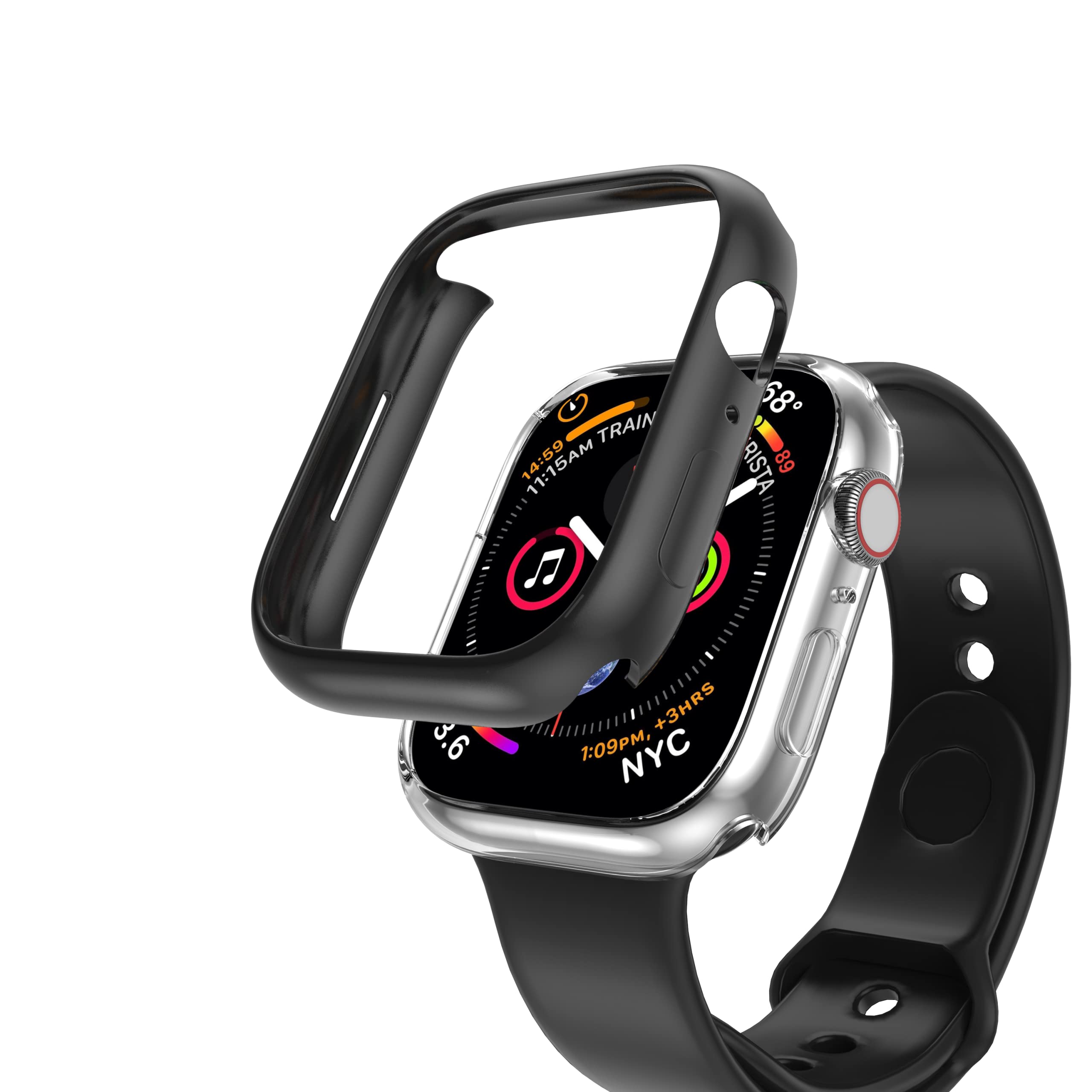 2 Pack Compatible for Apple Watch Case Series 7,Hard PC Bumper Case Protective Cover Frame [NO Screen Protector] for iWatch Series 7 Accessories (black&clear, 41mm)