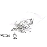 50 Ichthus Christian Fish Charms 19mm 3/4 inch Long Plated Pewter Base Metal