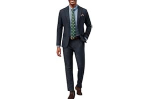 PJ PAUL JONES Mens 2 Piece Suit Vintage Herringbone Tweed Suits 2 Button Peak Lapel Blazer Pants Set