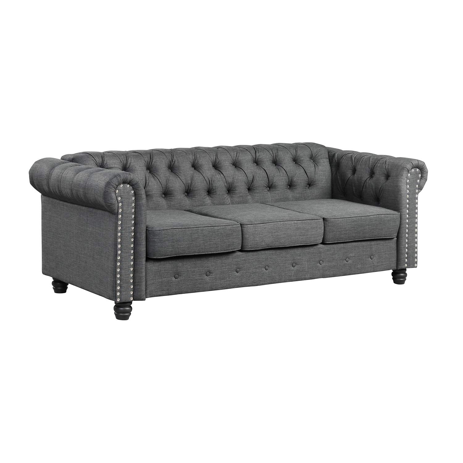 Morden Fort Couches for Living Room, Sofas for Living Room Furniture Sets, Sofa, Fabric, Linen Grey