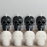 Nuanchu 8 Pcs Goth Skull Candles Set Black White Vegetable Wax Candlestick | Vegetable Wax for Halloween Haunted House Decor, Gothic Horror Themed Party, Spooky Atmosphere Bulk Supplies for Home