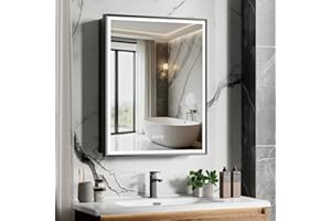 24X30 in Medicine Cabinet with Lights, Bathroom Framed Medicine Cabinet with 3-Colors Dimmable, Anti-Fog, Plug-in & Hardwired