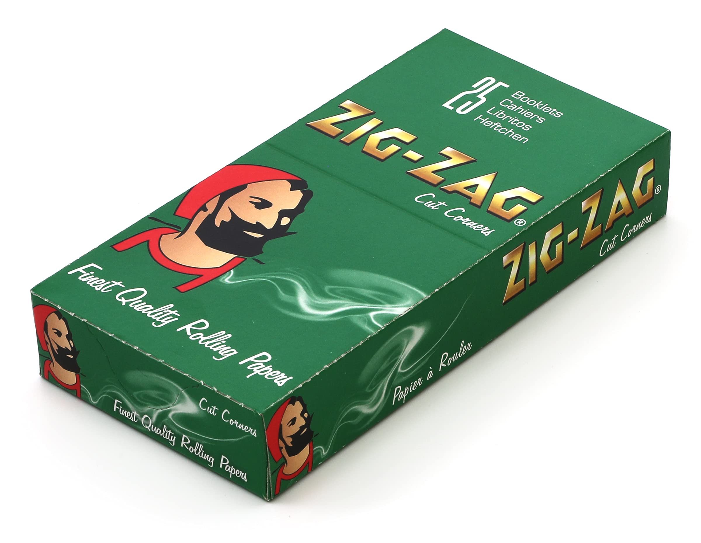 Full Box of ZIG ZAG GREEN REGULAR SIZE Rolling Papers - 25 Packs Original