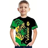 DFZ Boys Jamaica Flag T-Shirt 3D Print Vintage Tee Jamaica Jersey for Children's Top