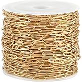 UMAOKANG 10 Meters Paperclip Chain for Jewelry Making Gold Plated Stainless Steel Chain Necklace Bracelet DIY Chain Bulk Jewelry Chain Roll