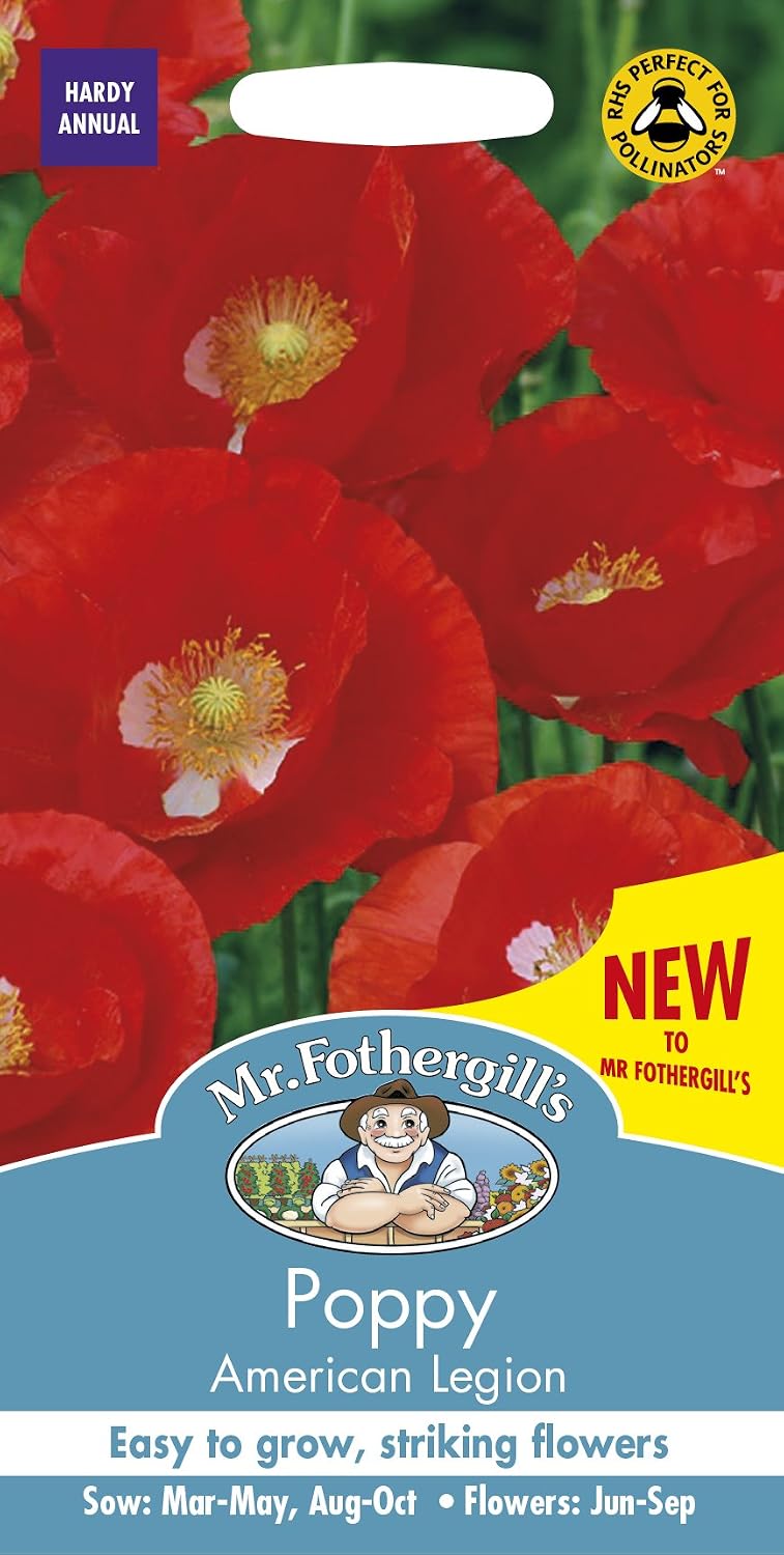 Mr Fothergill's 27326" Poppy American Legion Seed Packet, Red/White, 0.3x7.5x14.5 cm, red-white