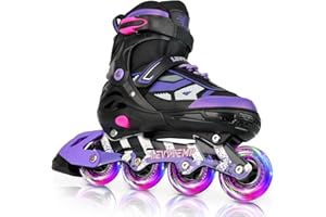 LEVYTEMP Adjustable Inline Skates, 4 Size Adjustable Outdoor Beginner Roller Skates for Adult, Men and Women