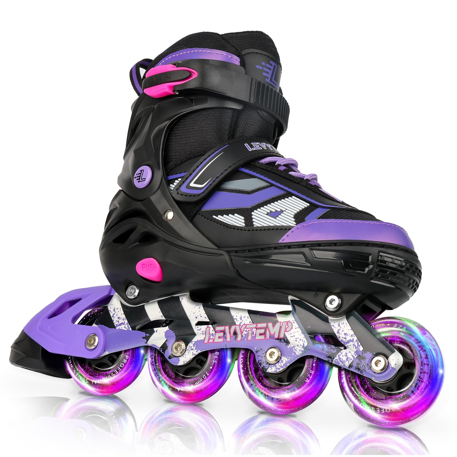 Photo 1 of ***Missing Laces*** LEVYTEMP Adjustable Inline Skates for Kids and Adults, Outdoor Beginner Roller Skates with All Light Up Wheels for Girls, Boys, Men and Women