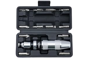 BLACK CANYON 1/2" S2 Hand Impact Screwdriver, 12-Pieces Tip Styles Slotted, Phillips, Hex, Manual Reversible Impact Driver, Disengage Rusted Fasteners or Frozen Bolts, Ideal Hand Tool for Men, Dad