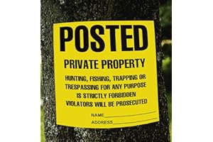 TAPIX Heavy Duty Posted Signs - No Hunting or Trespassing (Yellow, 11" x 11", 100 Pack)