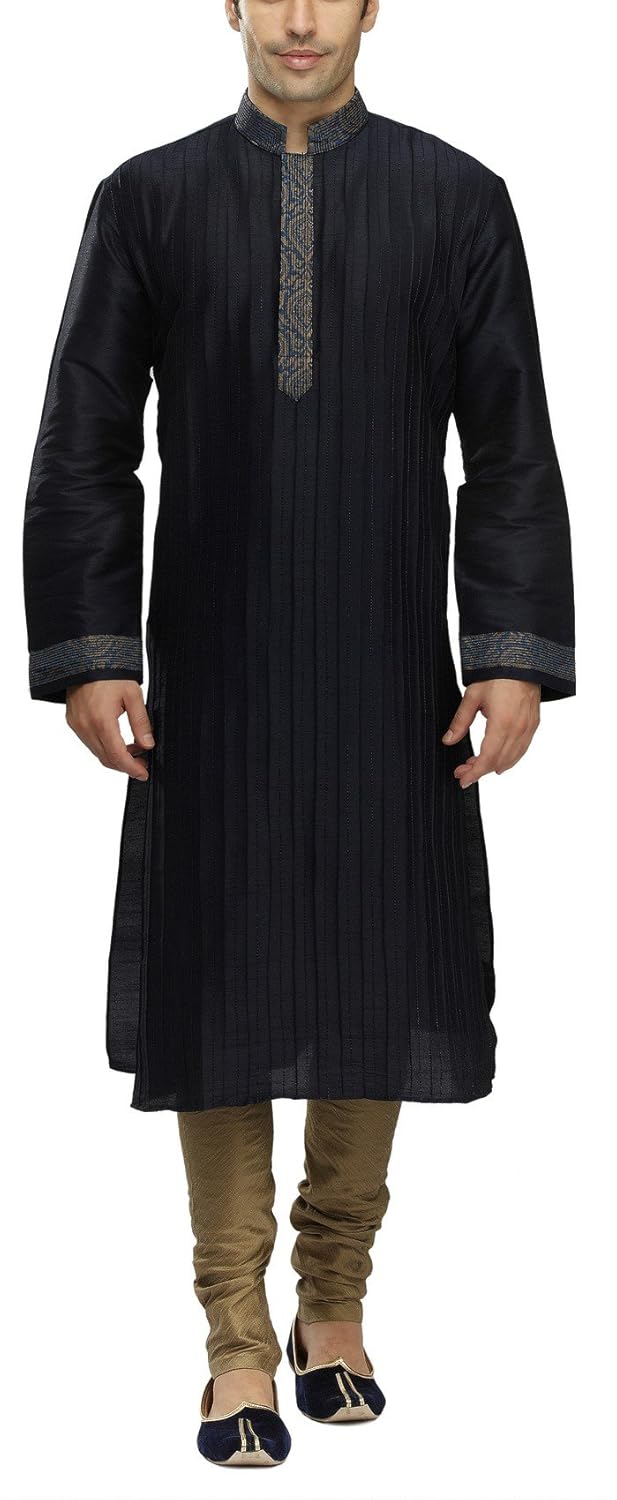 manyavar men's cotton silk kurta pyjama