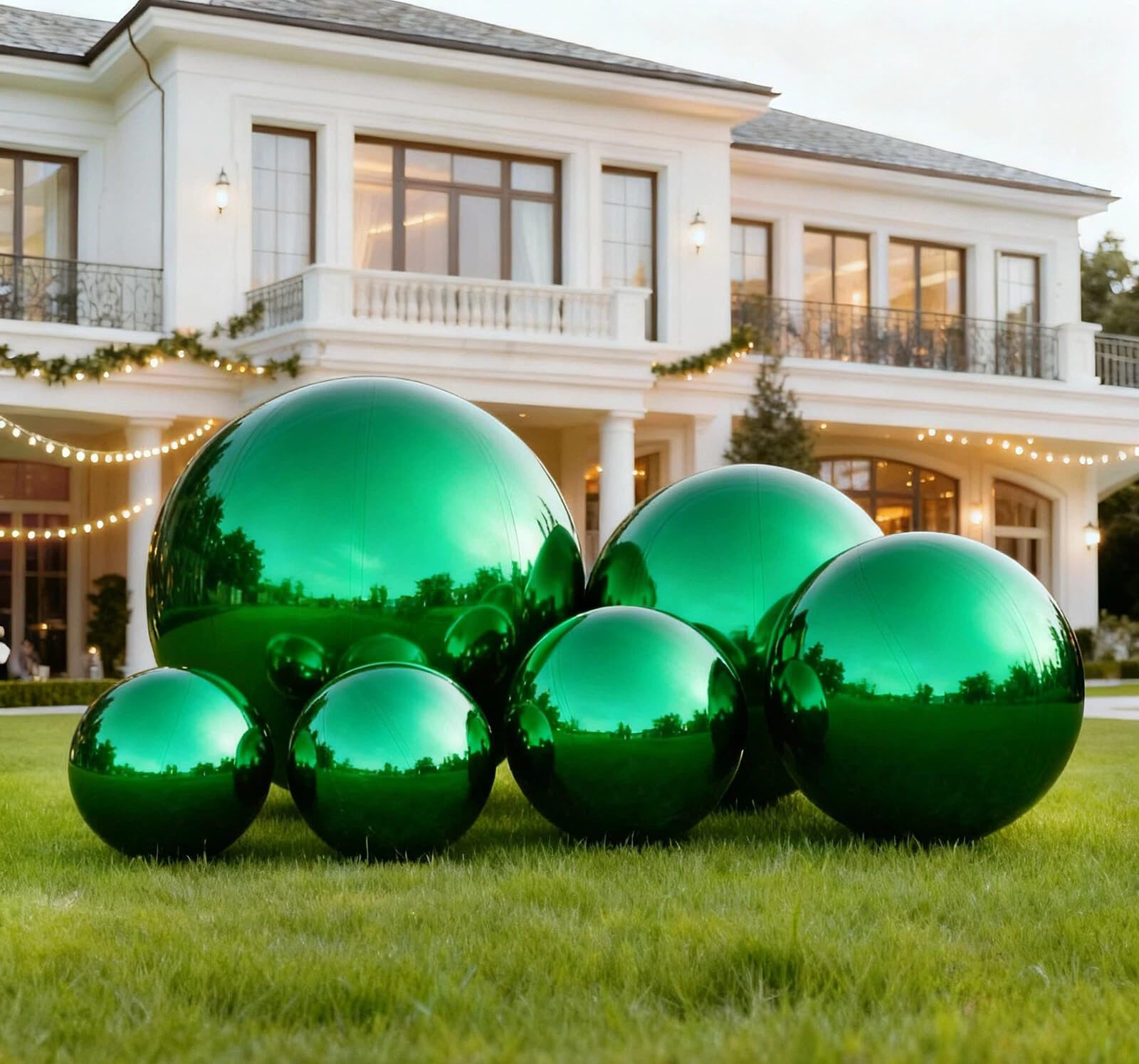 Photo 1 of *** ONE ONLY***Inflatable Mirror Ball,Mirror Ball Inflatable Large Event Decoration,Reusable PVC Hanging Disco Ball for Party, Concert, Stage, Wedding Decor-No Pump Included (Green, Set-6pcs)