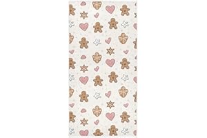 Pfrewn Winter Christmas Hand Towels for Bathroom Cute Pink Heart Gingerbread Kitchen Dish Hanging Towels for Bath Shower Guest Towel Merry Xmas Holiday Decor 16x30 in